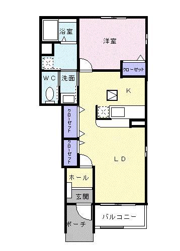 プラシード・エス(1LDK/1階)の間取り写真