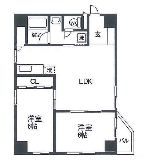 カナオリビル(2LDK/5階)の間取り写真