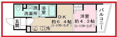 ジェイブラン西新井(1DK/3階)の間取り写真