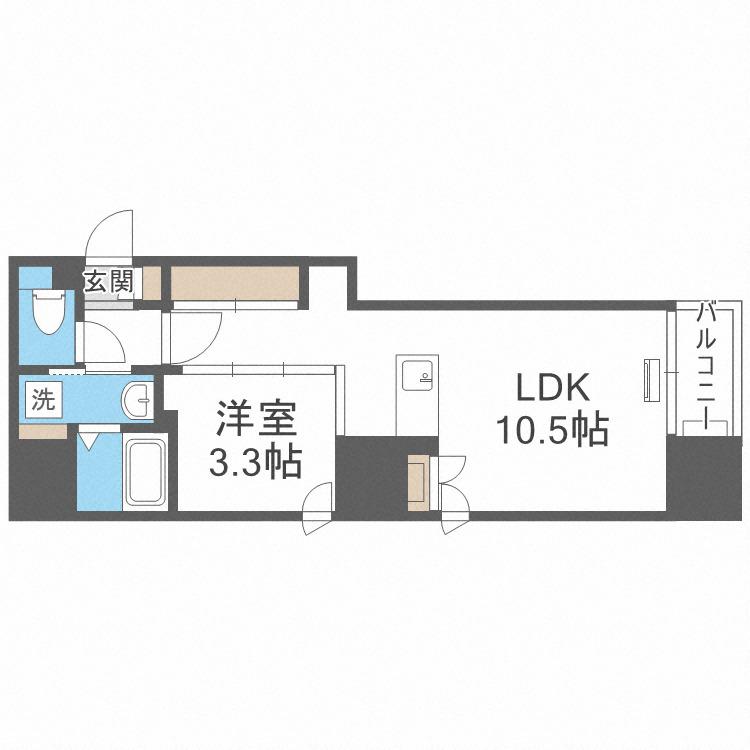 ビッグタワー大通公園(1LDK/6階)の間取り写真