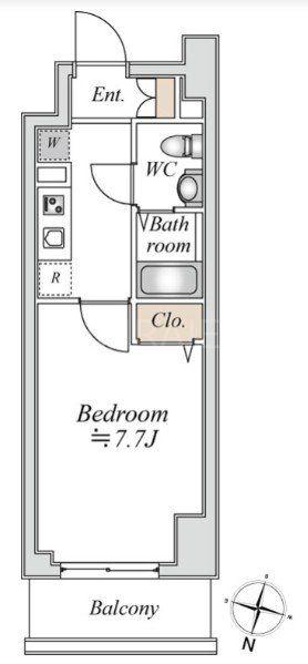 LIME RESIDENCE HIRATSUKA ウエスト(1K/6階)の間取り写真