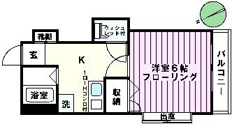 ファルコン堀口(1K/2階)の間取り写真