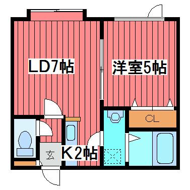 メゾンロアール(1LDK/2階)の間取り写真
