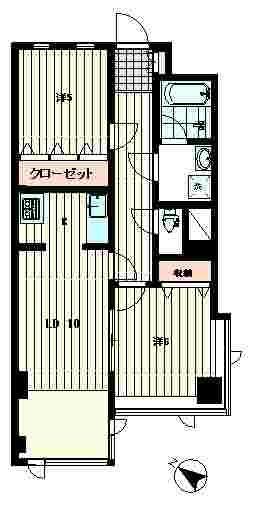 グランドムール小石川(2LDK/2階)の間取り写真