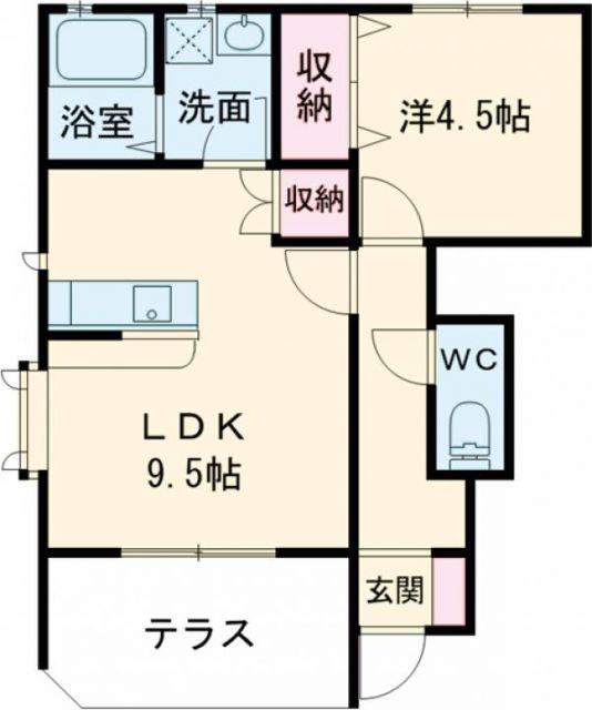 パルティール B(1LDK/1階)の間取り写真