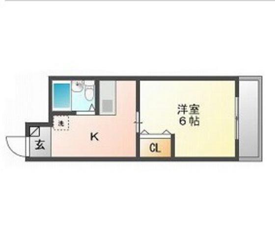 メゾン岡町(1K/5階)の間取り写真