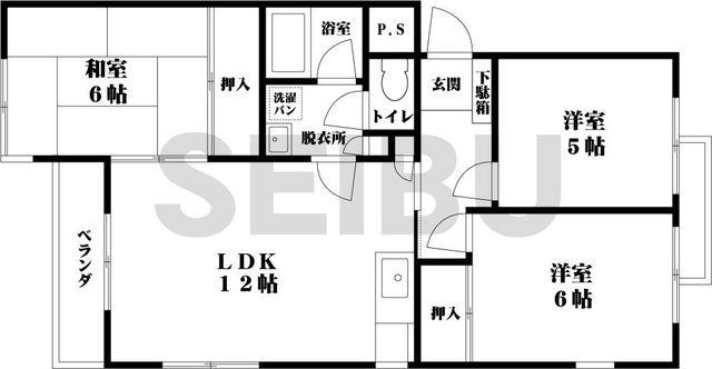 カザリヤハイツ長尾(3LDK/1階)の間取り写真