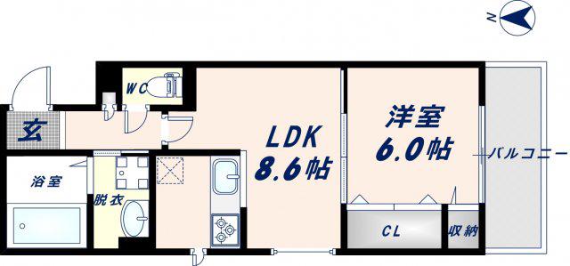 ヴェルデ東大阪(1LDK/3階)の間取り写真