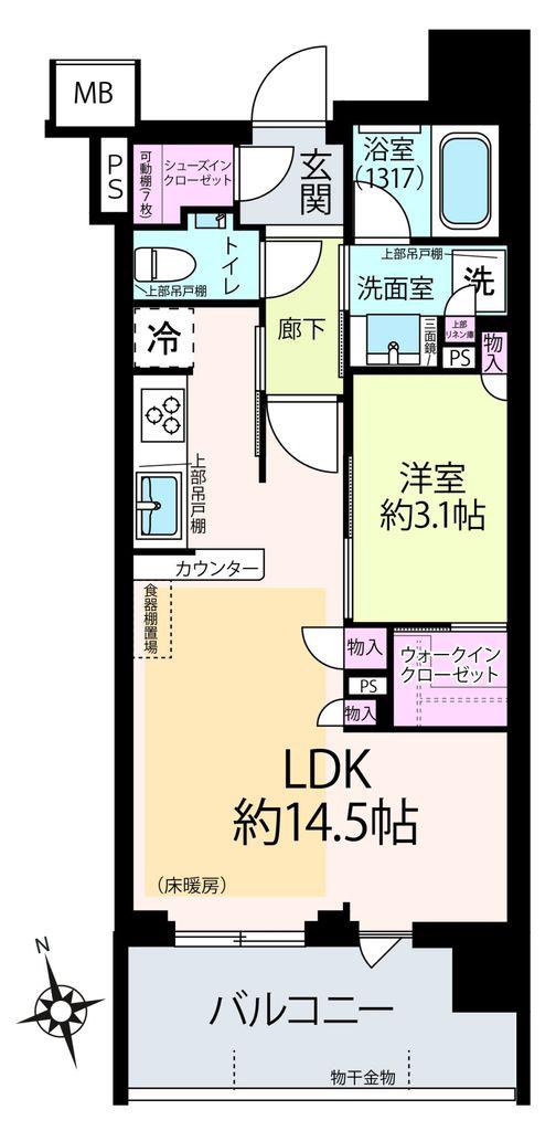 リストレジデンス横濱桜木町(1LDK/5階)の間取り写真