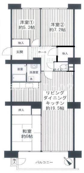 西船橋ハイム(3LDK/11階)の間取り写真
