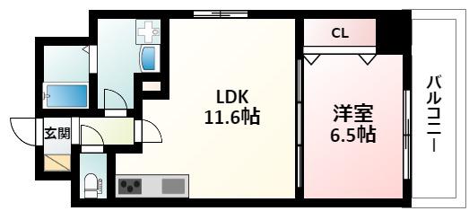 リバレイン江坂(1LDK/8階)の間取り写真