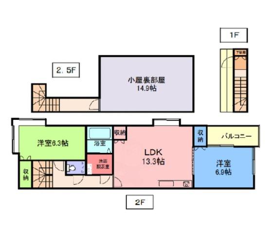 ファイア城北新町(2SLDK/2階)の間取り写真