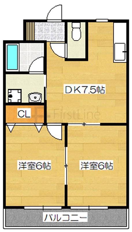 ステーションプラザ二日市(2DK/3階)の間取り写真