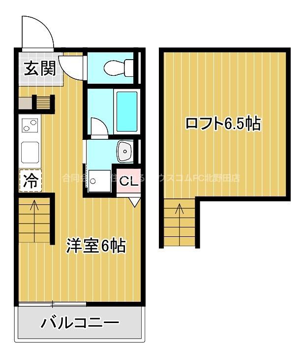 アルフォート初芝(ワンルーム/1階)の間取り写真