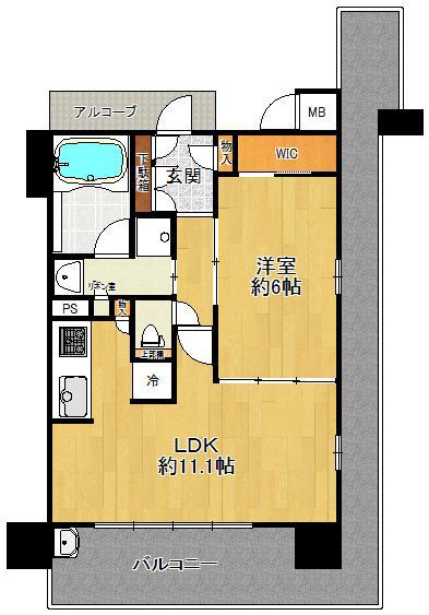 エスリード宝塚セミリア(1LDK/12階)の間取り写真