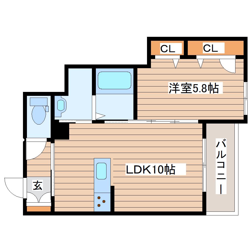 SPRING南鍛冶町II(1LDK/1階)の間取り写真