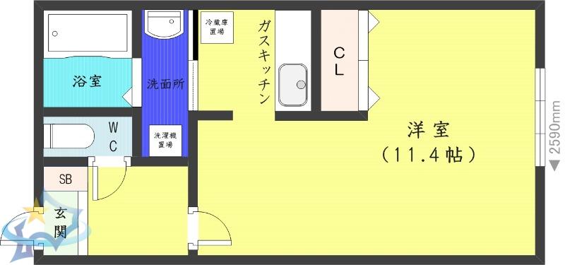 パナシェ宮の森(1K/2階)の間取り写真