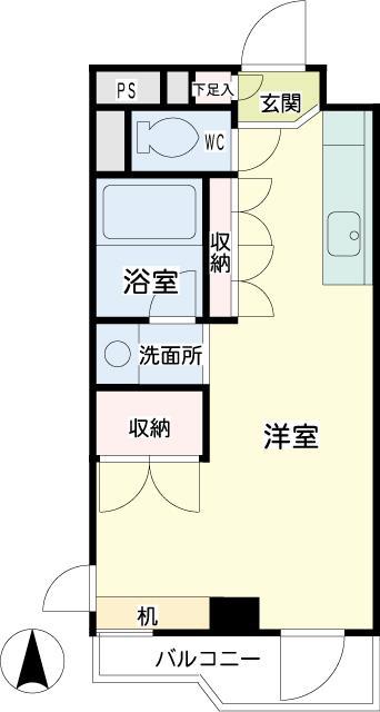 ロアールハイツ(ワンルーム/2階)の間取り写真