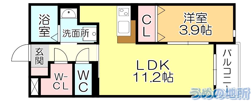ボワットノワール(1LDK/5階)の間取り写真