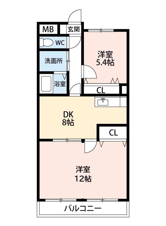 マーレ荘知立(2DK/2階)の間取り写真