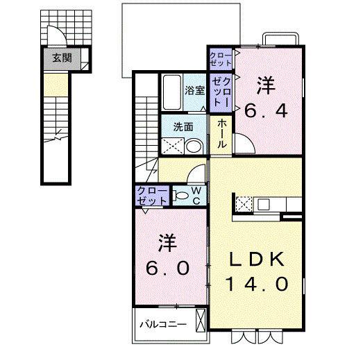 ティエラIII(2LDK/2階)の間取り写真