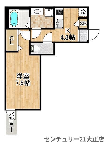 H-MAISON大正Ⅳ(1K/3階)の間取り写真