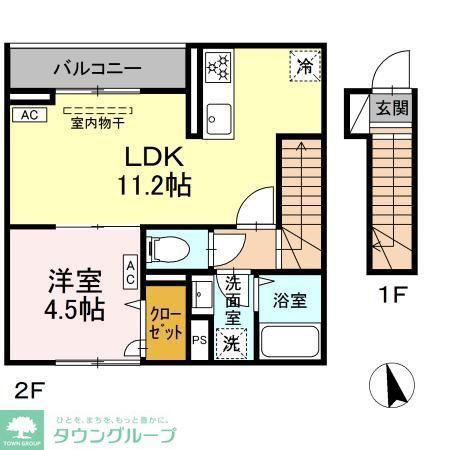 セレスティア平和台(1LDK/2階)の間取り写真