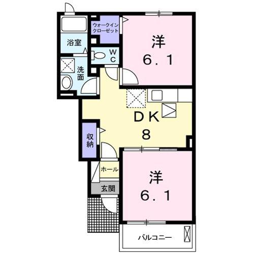 メゾンドぺシェ(2DK/1階)の間取り写真