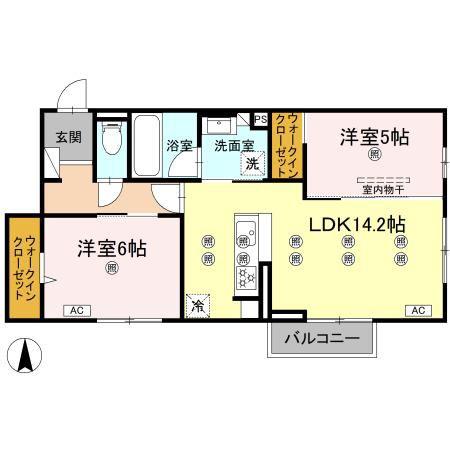 アヴェニュー・ルポ(2LDK/2階)の間取り写真