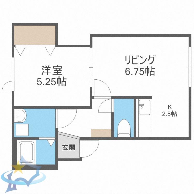 GOURMET CROSS(1LDK/2階)の間取り写真