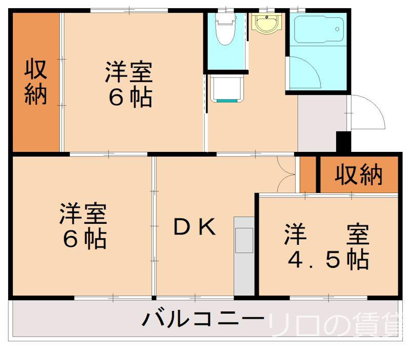 ビレッジハウス本城(3DK/5階)の間取り写真