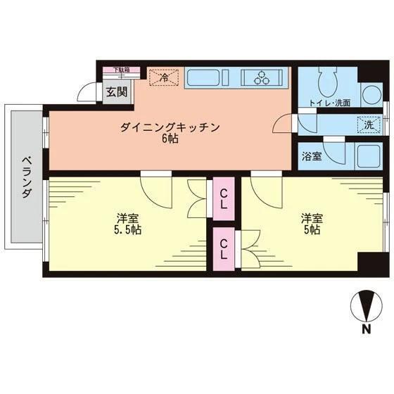 カースルいずみ(2DK/3階)の間取り写真