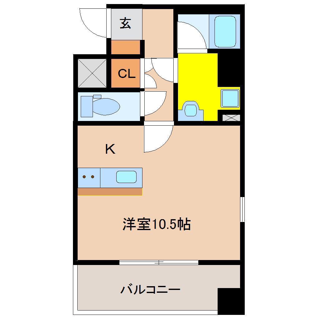 ロダン広島通(ワンルーム/4階)の間取り写真