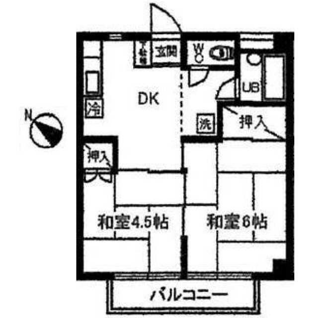 シャトー向原(2DK/3階)の間取り写真