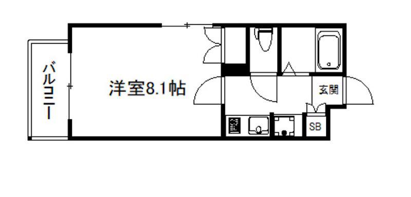 ユアーズ高砂(1K/4階)の間取り写真