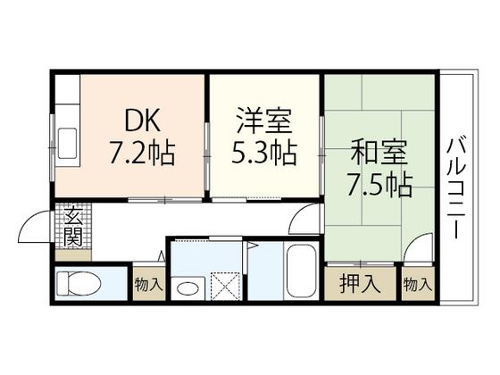 レジデンス矢野西(2DK/3階)の間取り写真