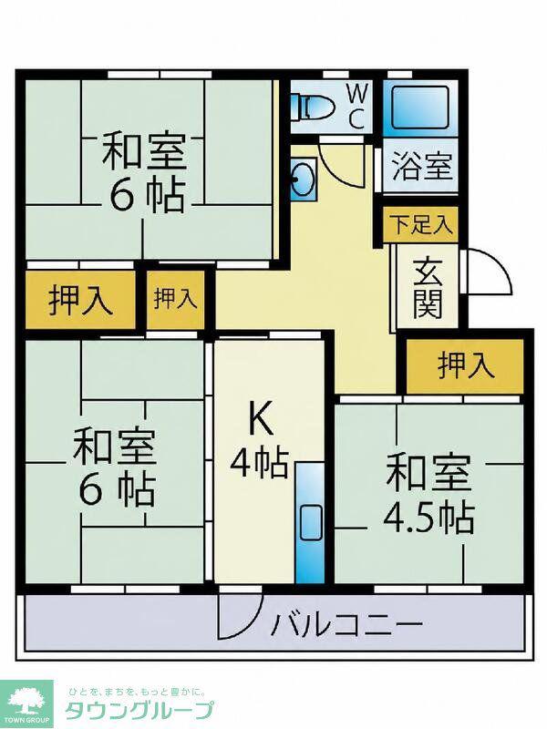 小笹52棟(3K/4階)の間取り写真