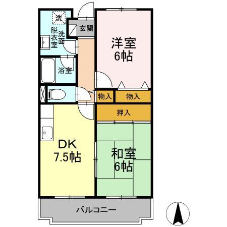 エスポワール(2DK/1階)の間取り写真