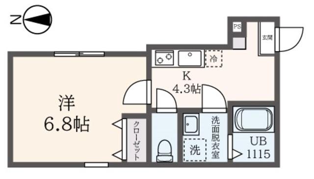 アリベルガーデンピア32番館(1K/1階)の間取り写真