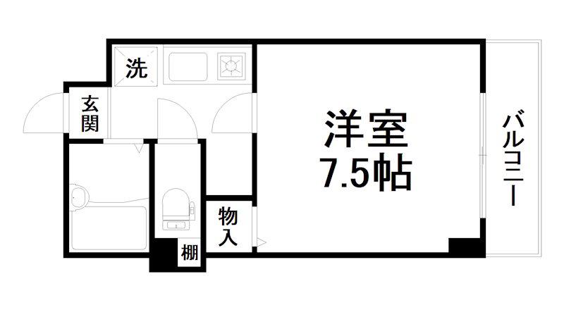ロイヤルコート西七条(1K/4階)の間取り写真