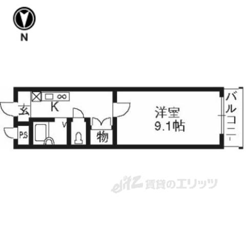 CHEZ NOUS 吉祥院(1K/1階)の間取り写真