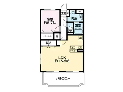 Y&Mアグリザード(1LDK/3階)の間取り写真