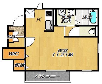 グラース2(1K/1階)の間取り写真