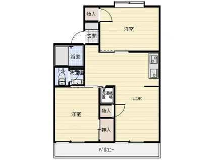 ヴァンベールかたおか(2LDK/1階)の間取り写真