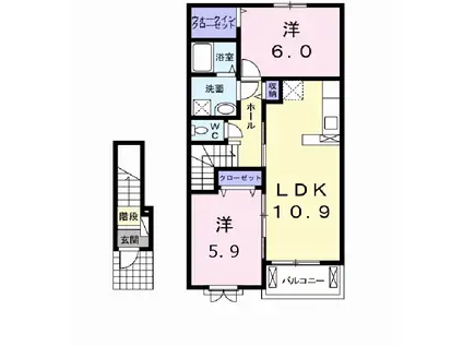 グランシャリオ・B(2LDK/2階)の間取り写真