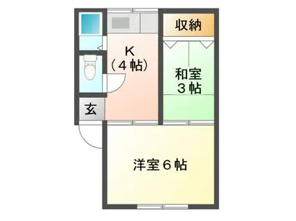 スカイメイト(2K/2階)の間取り写真