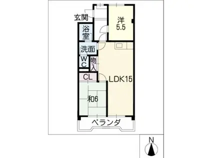 ヴィラカジカワ(2LDK/3階)の間取り写真