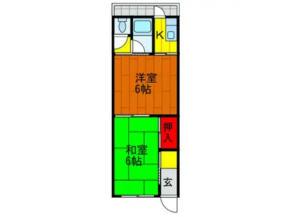 丹波屋ハウス(2K/1階)の間取り写真