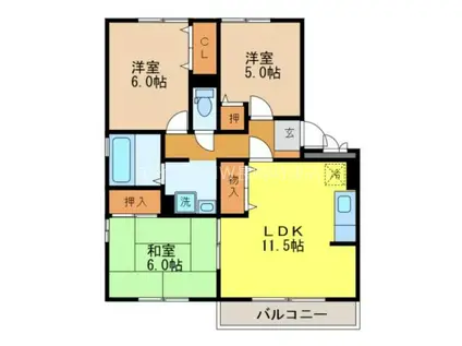 アベニュー島田VI(3LDK/3階)の間取り写真