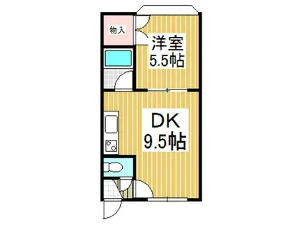 シエムI(1DK/2階)の間取り写真